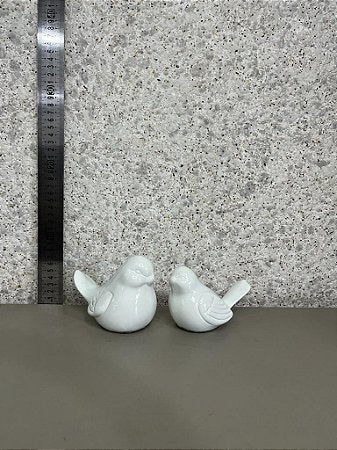 conjunto passaros ceramico branco brilho