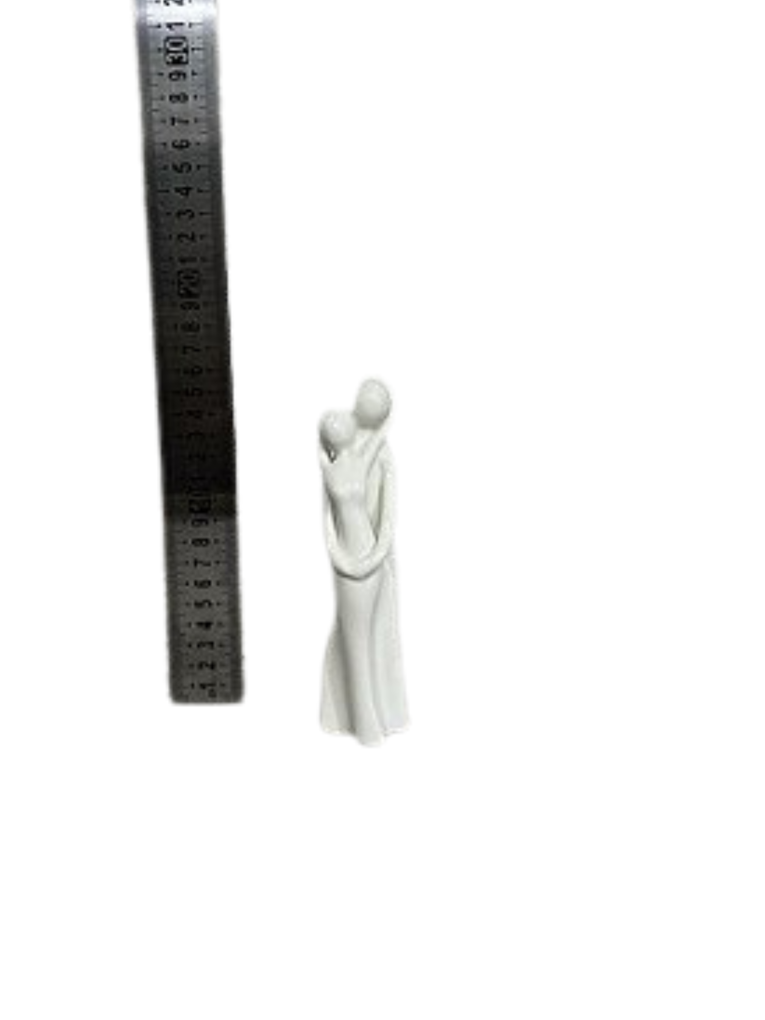 Escultura abraço romântico de porcelana branco brilho