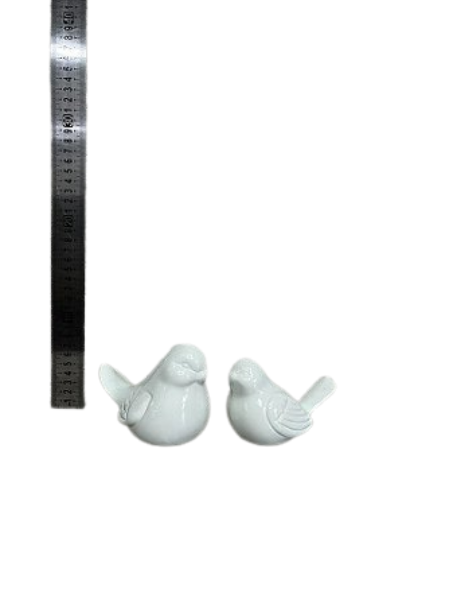 conjunto passaros ceramico branco brilho