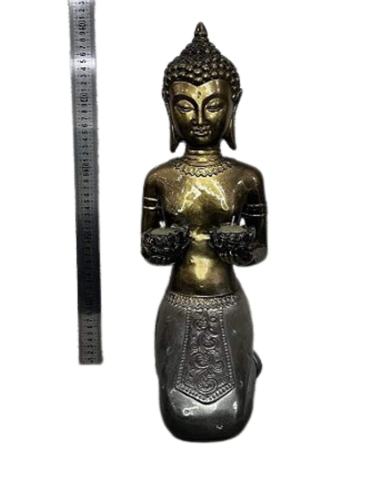 Buda grande com espaço para duas velas pintura brilho