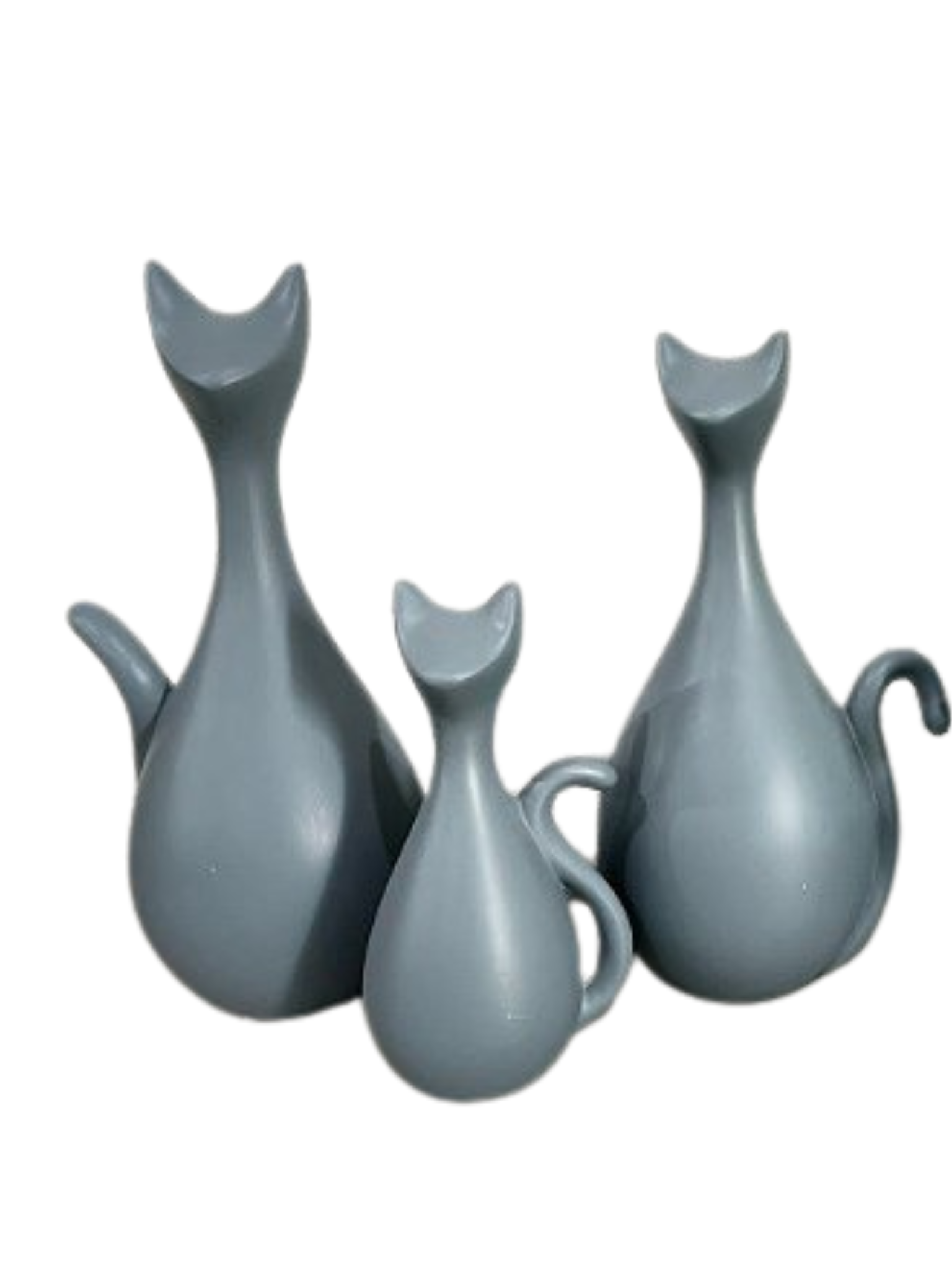 Conjunto Trio de gatos + Vaso com verdes artificiais