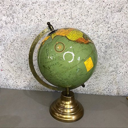 Globo decorativo metal ouro envelhecido