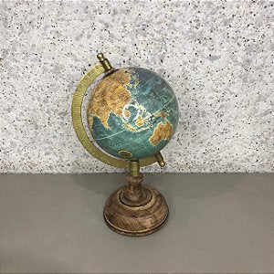 Globo decorativo metal ouro envelhecido