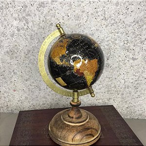 Globo decorativo metal ouro envelhecido